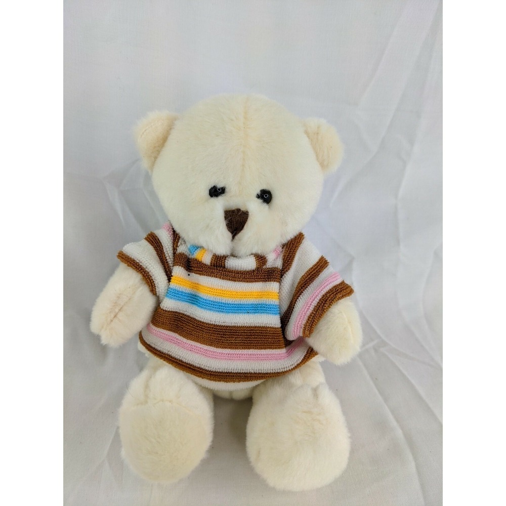 Teddy Bear Plush 6 Inch Terry Cloth Striped Shirt Stuffed Animal Toy